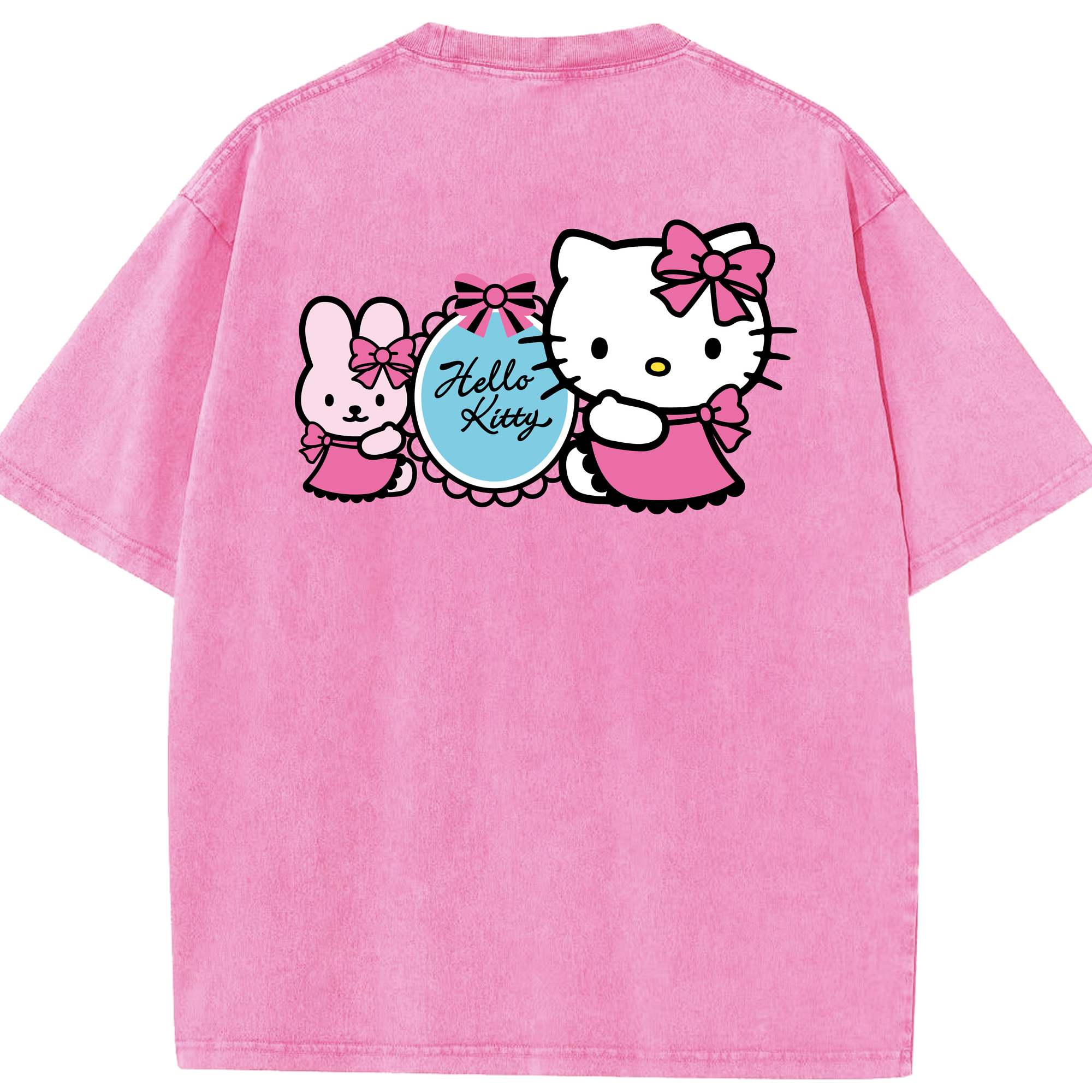 （画像用） Hello Kitty ハローキティ 綿100% ヴィンテージ風 半袖Tシャツ（背面プリント）